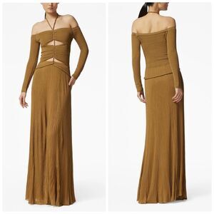 Altuzarra Ruched Off-the-shoulder Cutout Imia Maxi Dress Kalamata Medium $1795